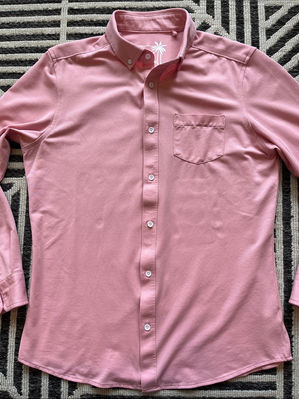 Men's Coral 🪸 / Soft Pink Knit Long-Sleeve Button-Down Shirt